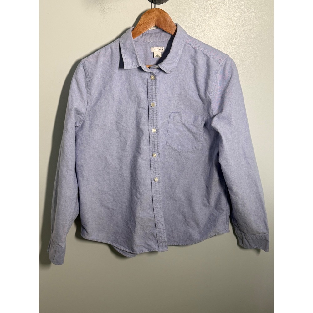 Vintage 90s J Crew Blue Oxford Button Down Shirt Womens Large Long Sleeve Cotton